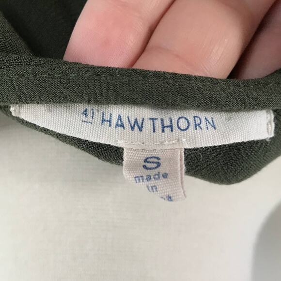 41 Hawthorn • Erland Contrast Hem Blouse Olive - Picture 6 of 8